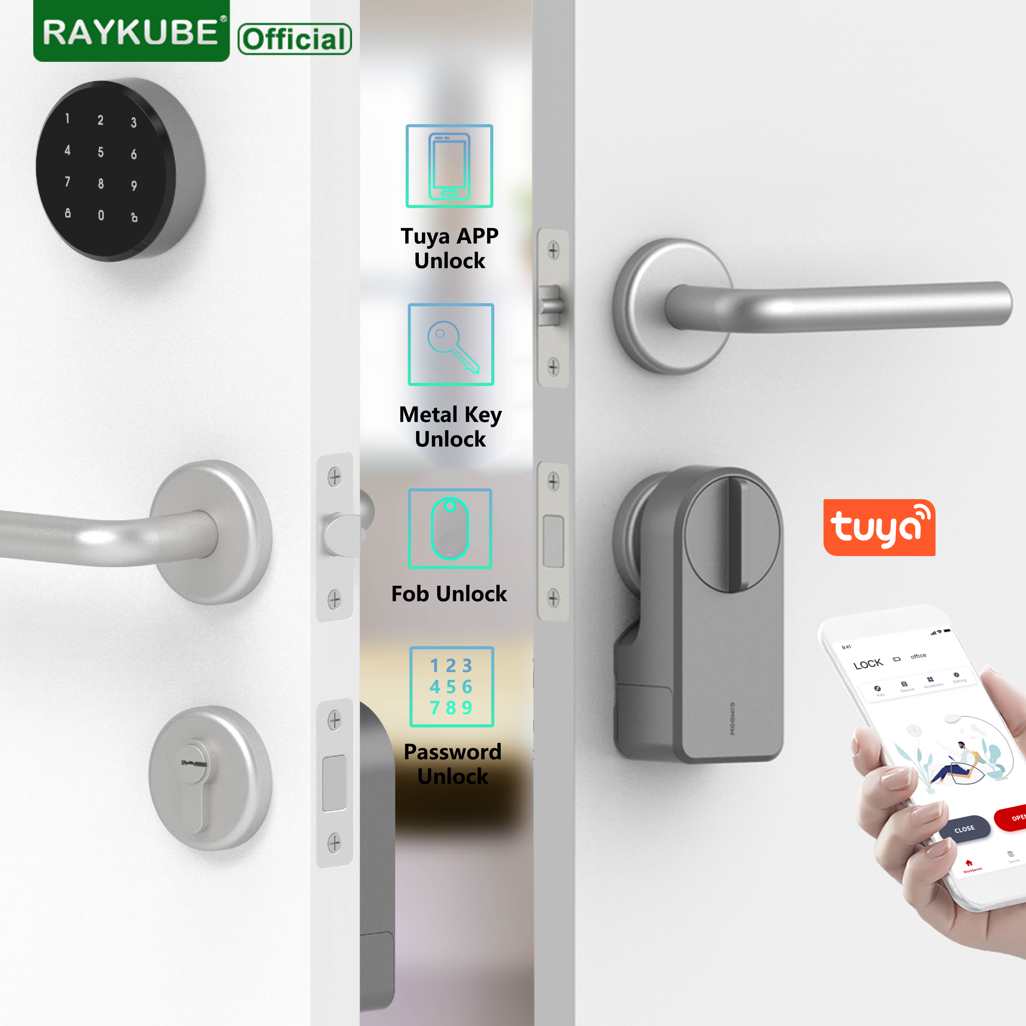 RAYKUBE A1 Pro Tuya BEL Smart  - Glass Door Hinge reseña y precio