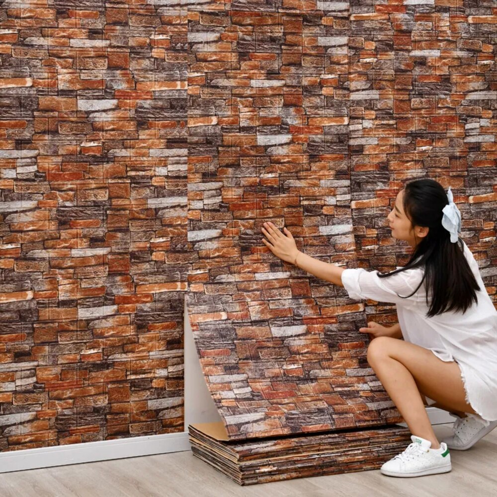 70cm*1m  3D Brick Pattern Wall - Pvc Panel Background reseña y precio