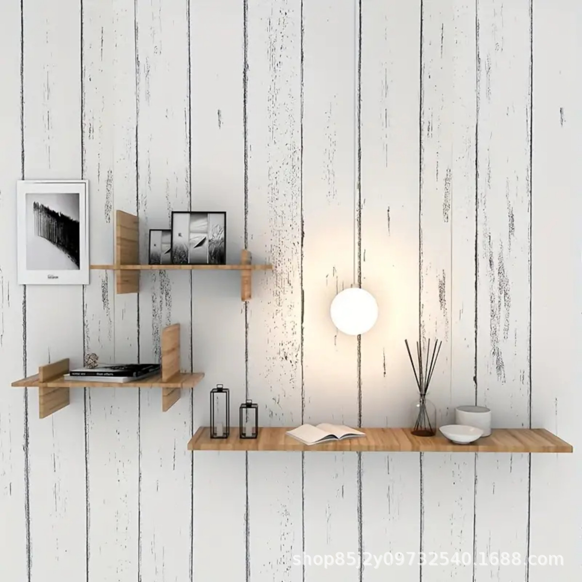 Retro White Wallpaper Wooden P - Pvc Panel Background reseña y precio