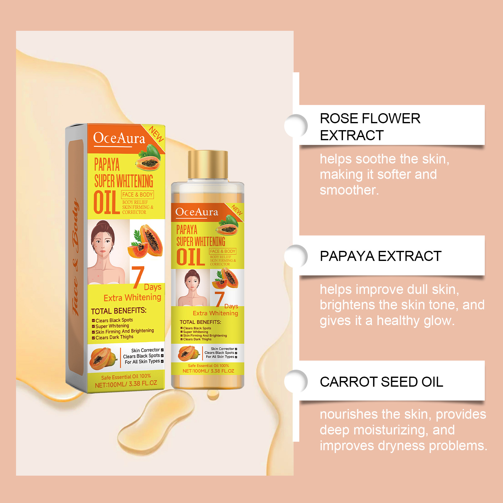 Body Whitening Oil 100ml Natur - Substrate Coconut Fiber reseña y precio