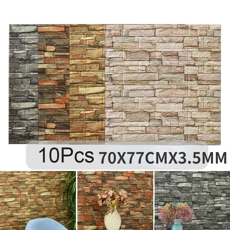 10PCS Self Adhesive 3D Brick W - Pvc Panel Background reseña y precio