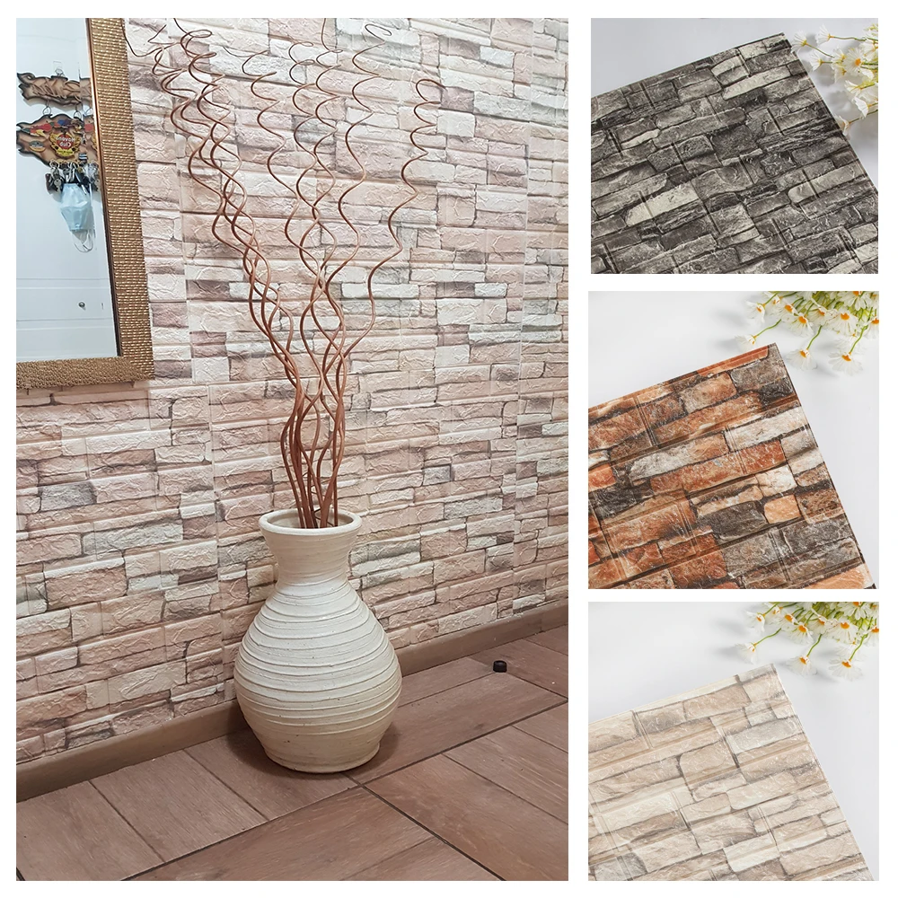 10PCS Self Adhesive 3D Brick W - Pvc Panel Background reseña y precio