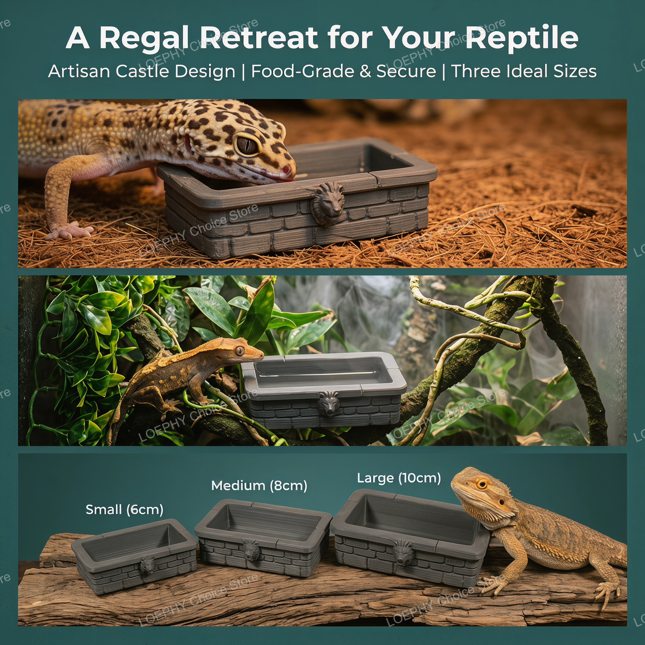 Castle Reptile Water Bowl Lion - Water Dish Reptile reseña y precio