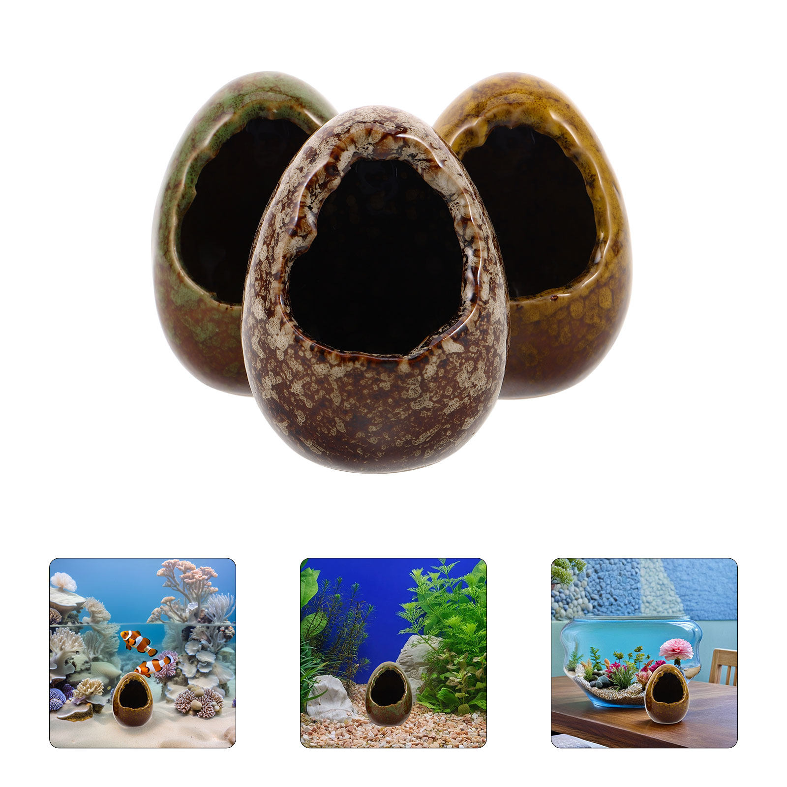 3 Pcs Fish Shelter Aquarium Hi - Hide Cave Ceramic reseña y precio