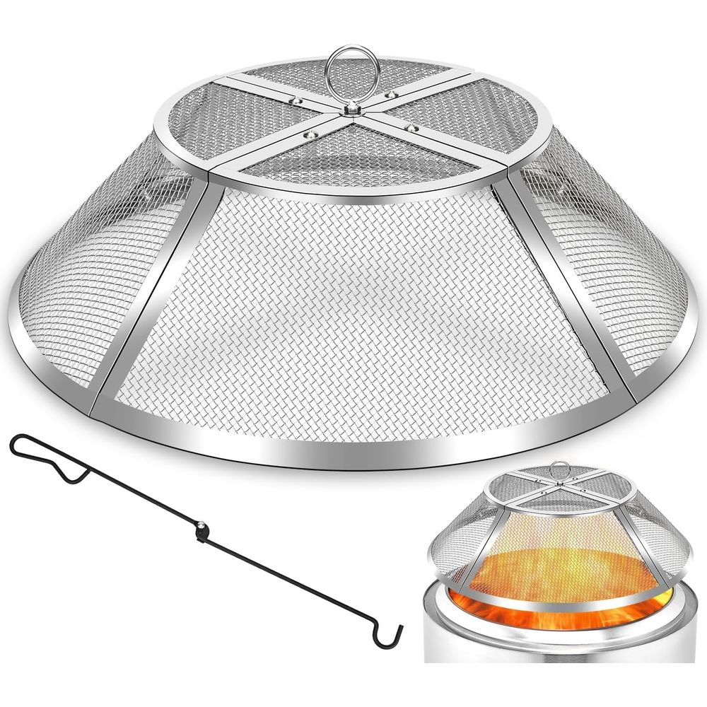 19.5 Stainless Steel Fire Pit  - Screen Top Mesh reseña y precio
